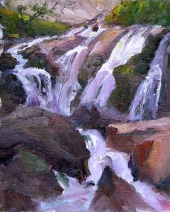 Painting of Lower Cullsaja Falls by NC artist Scott Boyle